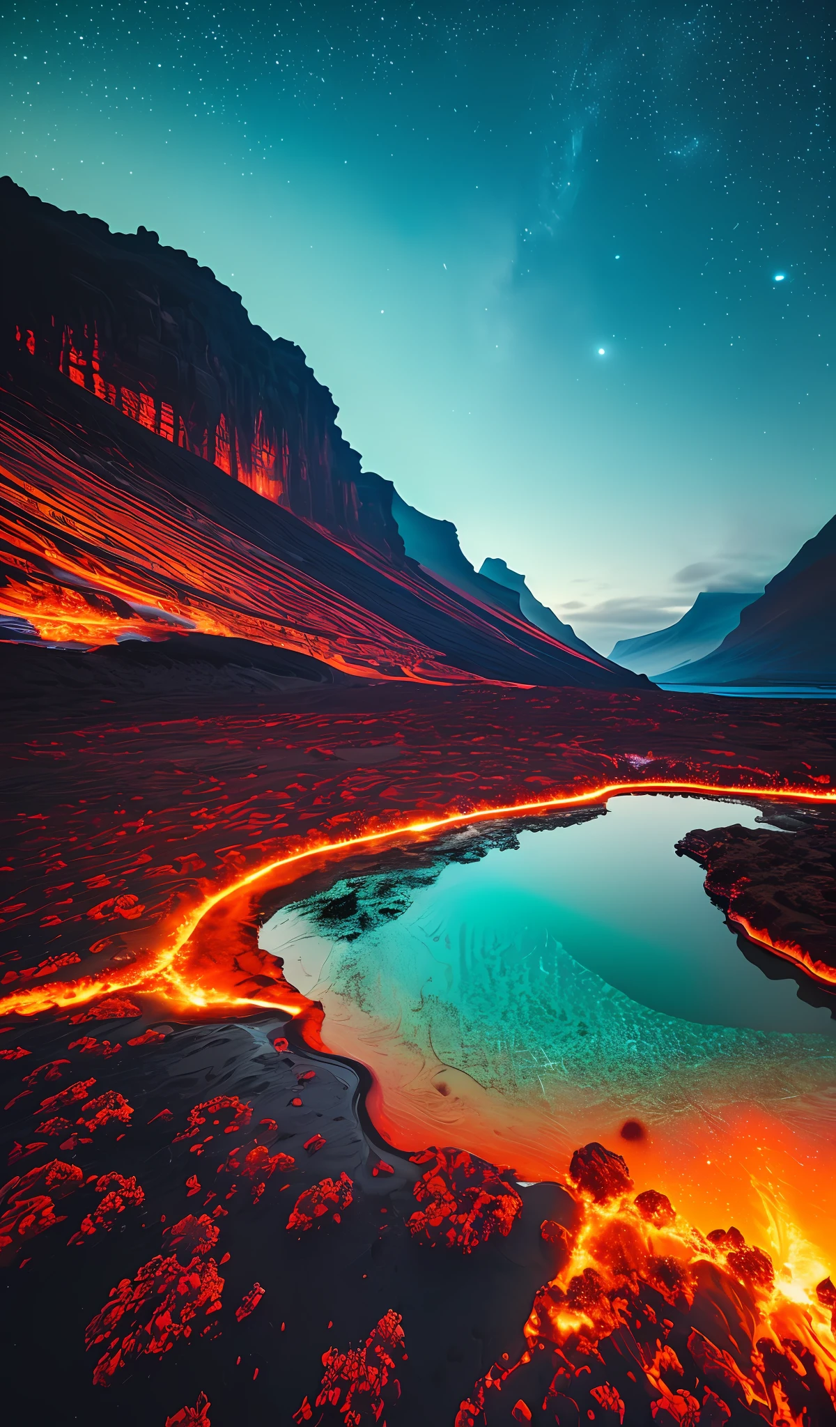 35mm photography, white cropped top, beautiful earth filled with water and lava, perfect eyes, sharp focus, 8k HD, crazy detail, intricate, Caenorhabditis elegans, atmospheric 4k hyper-detail, cinematic sensibility, sharp focus, masterpiece, color, surreal, vivid colors, (very detailed CG unity 8k wallpaper), intricate, high detail, sharp focus, realistic, symmetrical, volumetric lighting, beautiful, rich dark masterpiece, Dan Mumford and Mark M. Astrophotography in the style of Simonetti