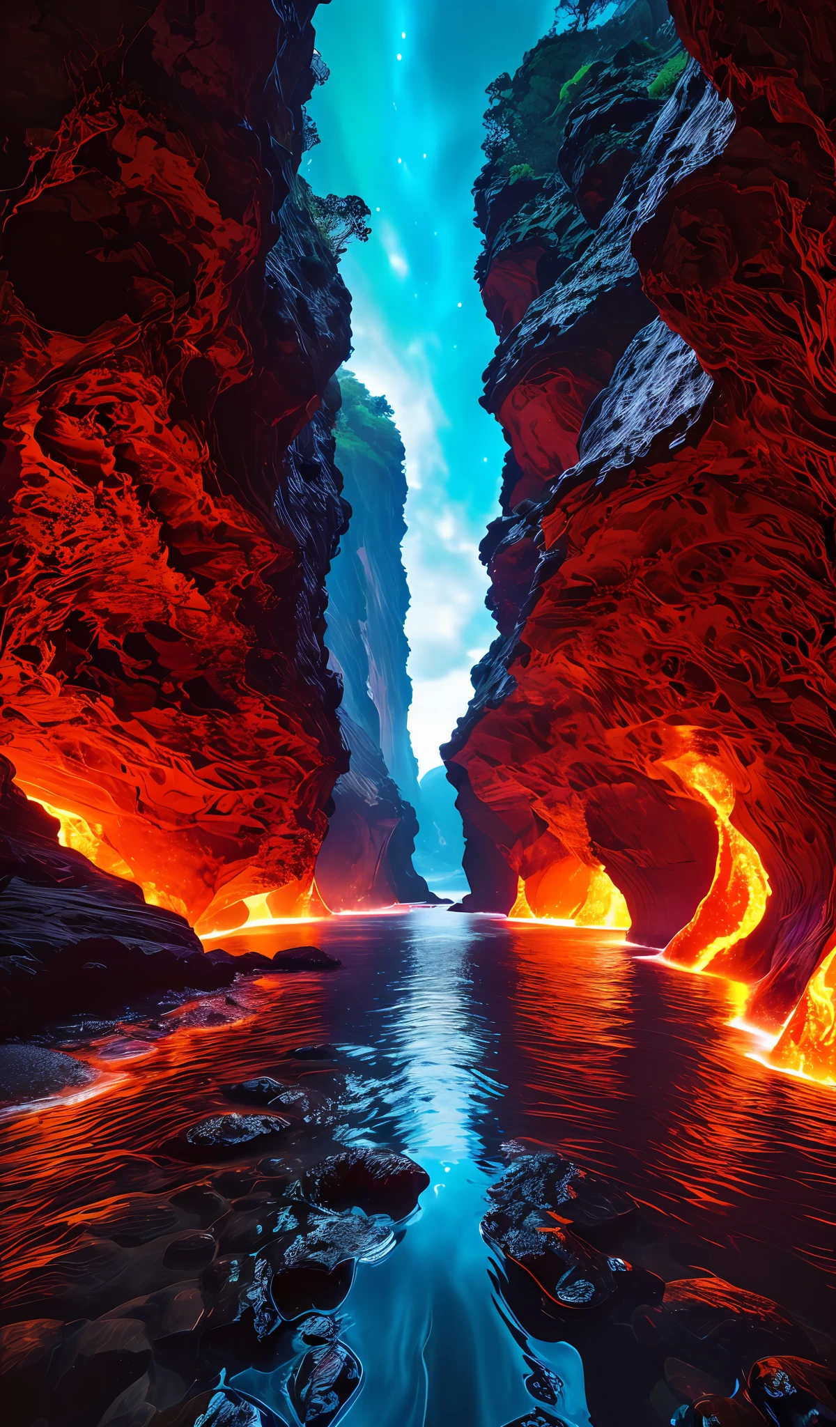 35-мм фотография, белый укороченный топ, красивый earth filled with water and lava, прекрасные глаза, Острый фокус, 8к HD, сумасшедшая деталь, сложный, Ценорабдитис элегантный, атмосферное 4k, гипердетализация, кинематографическая чувствительность, Острый фокус, шедевр, цвет, Сюрреалистический, vivid цветs, (очень подробные обои CG Unity 8k), сложный, высокая детализация, Острый фокус, реалистичный, симметричный, Объемное освещение, красивый, rich dark шедевр, Дэн Мамфорд и Марк М.. Астрофотография в стиле Симонетти.