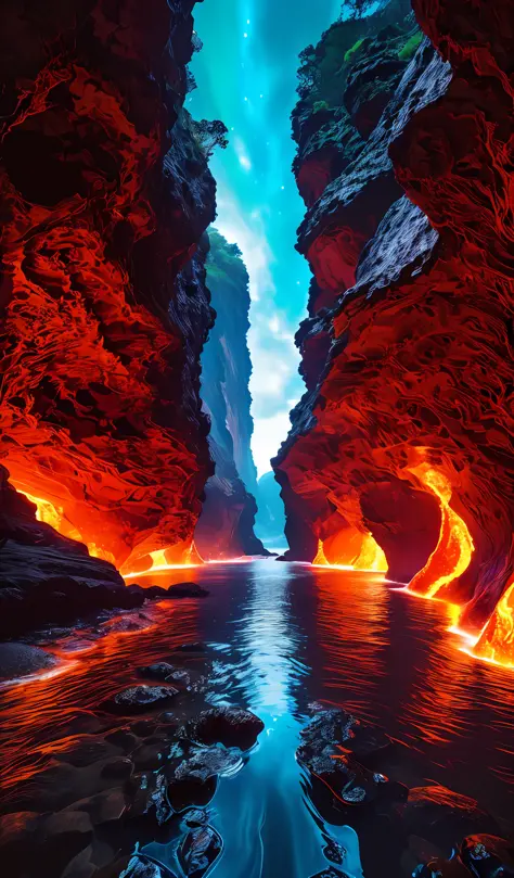 35mm photography, white cropped top, beautiful earth filled with water and lava, perfect eyes, sharp focus, 8k HD, crazy detail,...