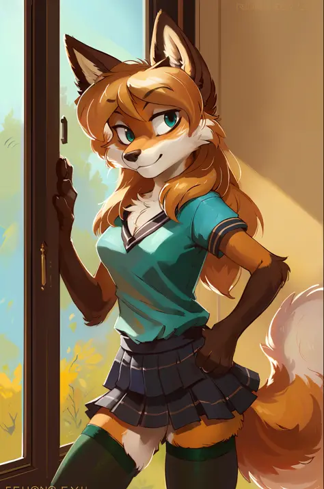 averi, fox girl, big chest, day, sexy, sensual, detailed, uploaded to e621, beautiful and detailed portrait of an anthropomorphi...