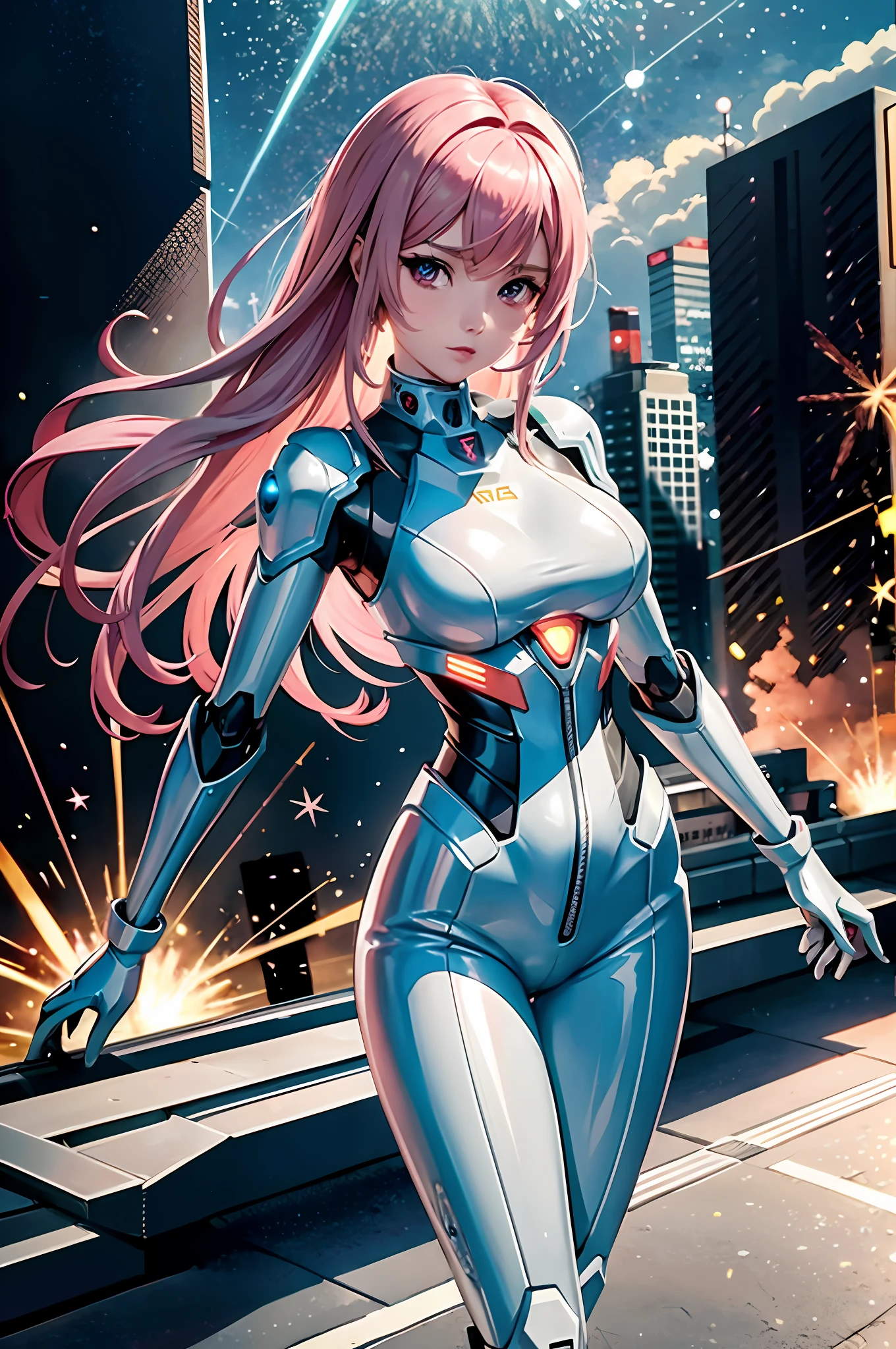 anime Девочка in futuristic suit walking on street with fireworks in  background, Девочка in mecha cyber armor, perfect android Девочка,  кибер-костюм, perfect аниме киборг woman - SeaArt AI