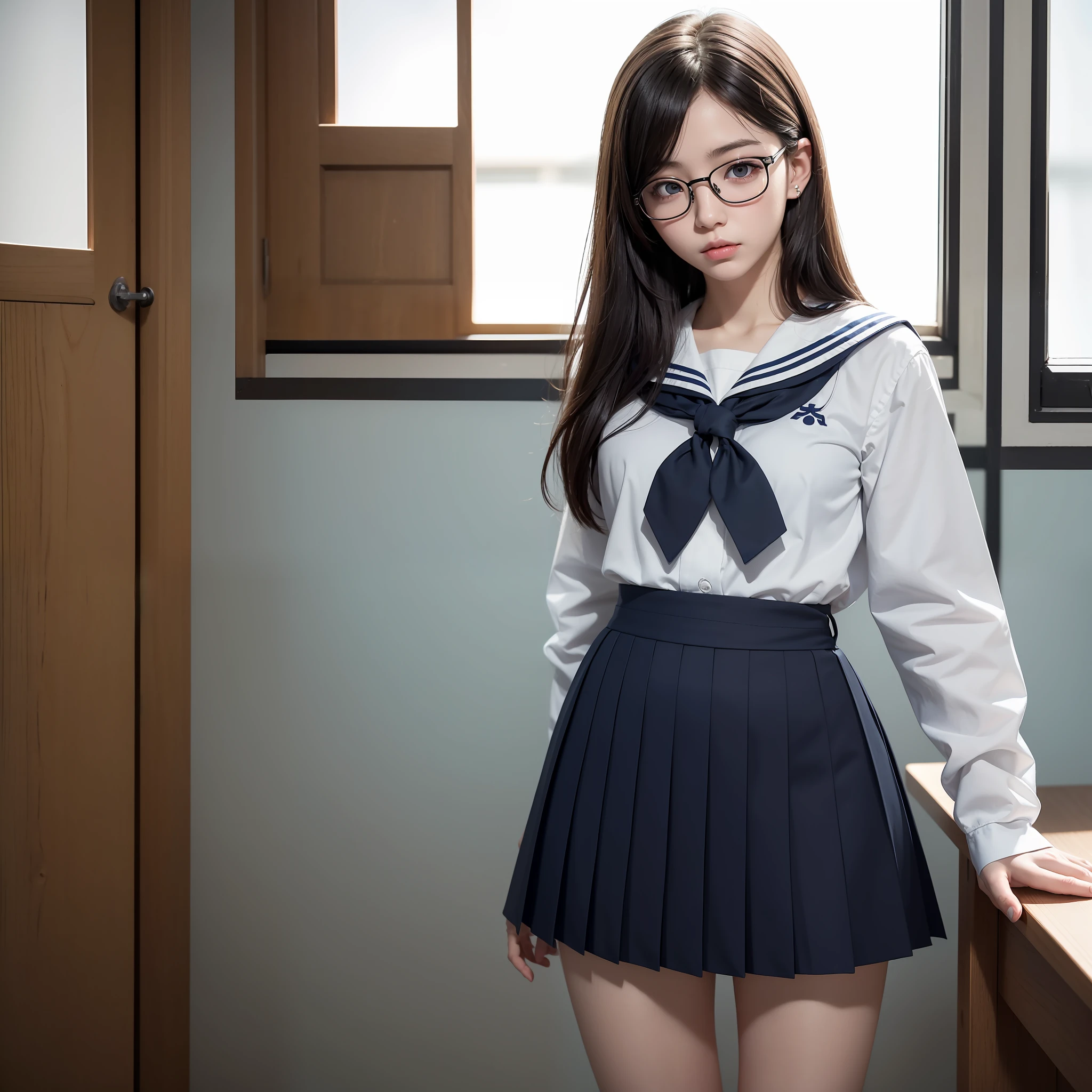 Arafed asian woman in a sailor uniform posing for a picture - SeaArt AI