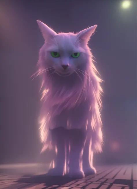 a cat standing in the colored void mllocst, synth, unreal, dramatic, portrait, full body, octane rendering, unreal engine 5, ray...