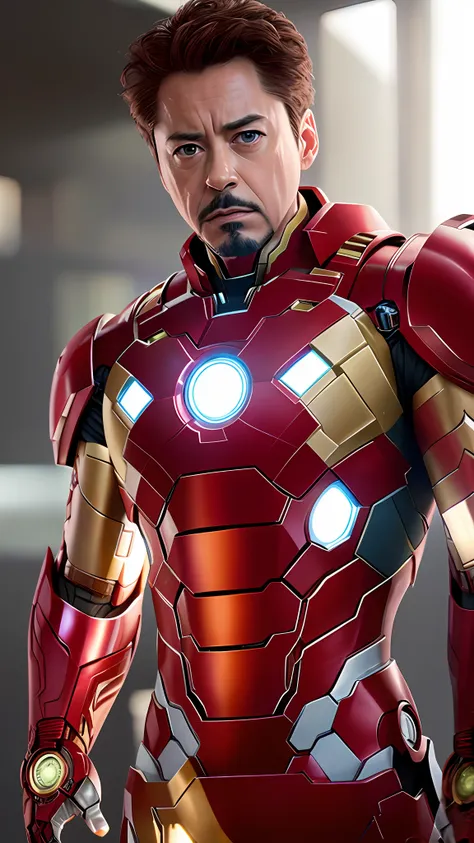 Tony Stark is Iron Man, no helmet, various combat stances, photography ...