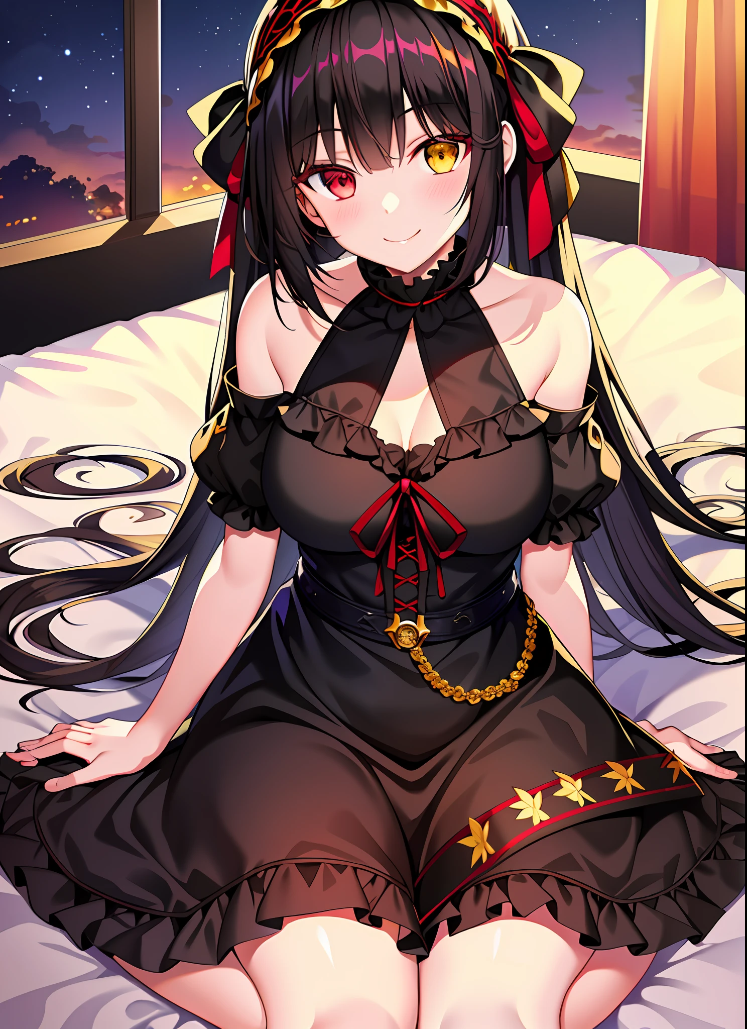 Anime girl sitting on a bed with a star on her head - SeaArt AI