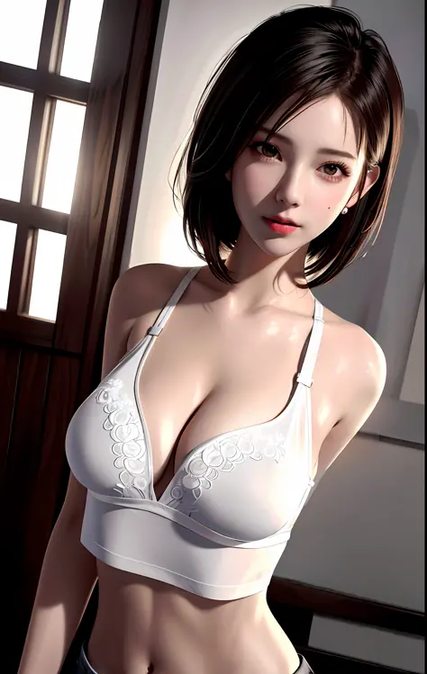 best quality, masterpiece, high_res, 1 girl, beautiful face, photo realistic, edge lighting, (high detail skin:1.2), 8K ultra hd, dslr camera, high quality, high resolution, 8K, bokeh, big breasts, absurd, best ratio Four fingers and one finger, wet shirt,...