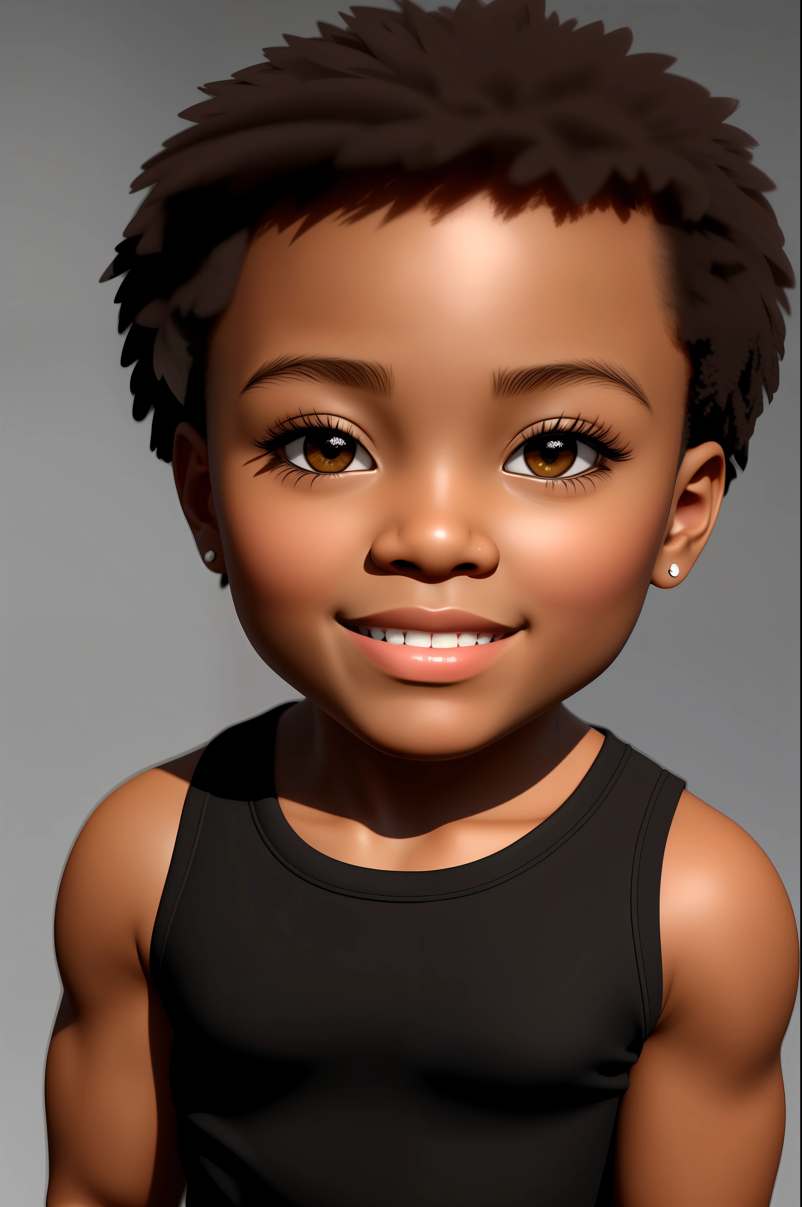 A cartoon image of a young boy with a black shirt - SeaArt AI