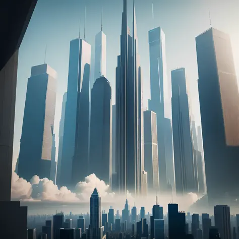 Skyscrapers higher than clouds Top Quality 8K Cyberpunk