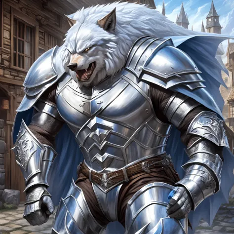 Young muscular tall man, wide, wearing a medieval Armor with wolf ...