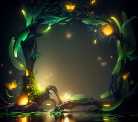 A masterpiece, best quality, (blank background), (blank in the middle), (extremely detailed CG unity 8k wallpaper), (best quality), (best illustration), (best shadow), UI interface The border design features natural elements of the forest theme. The avatar...