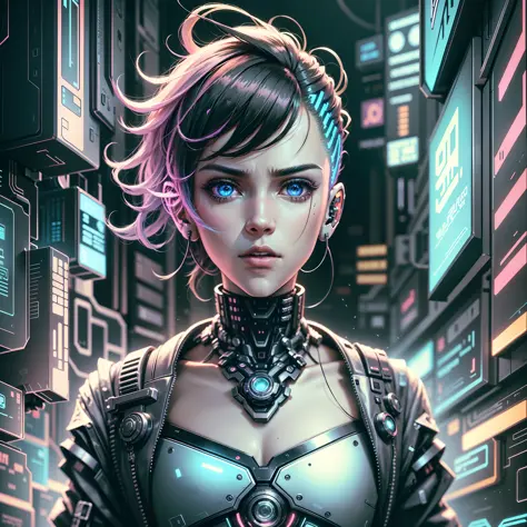 Portrait of a girl in a futuristic cyberpunk style in a cyber