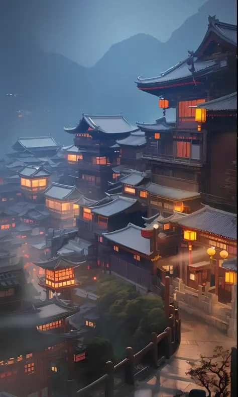 (Andreas Rocha Style:1.2),(Andreas Rocha Style),Bright City:0.8,City of Japan at night,Ancient Chinese Castle,Ancient Chinese Architecture,China Chinese Town,Japan Style, Tang Dynasty Rendering, Rostlán:0.8,Jiufen, City with Dark Japan,Scenic Background, C...