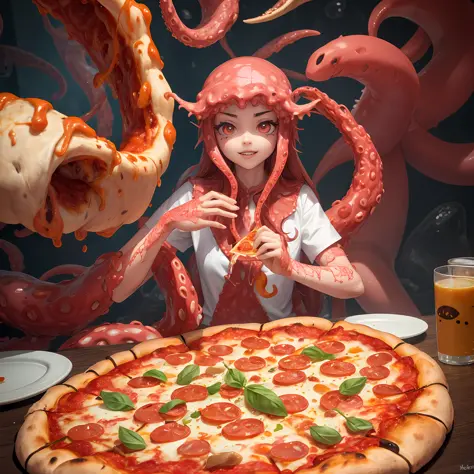 best quality, pizza, tentaclehorrorai,