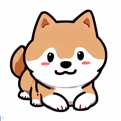 cartoon dog sitting on the ground with a white background, kawaii cute dog, anthropomorphic shiba inu, shiba inu dog, cute dog, ...