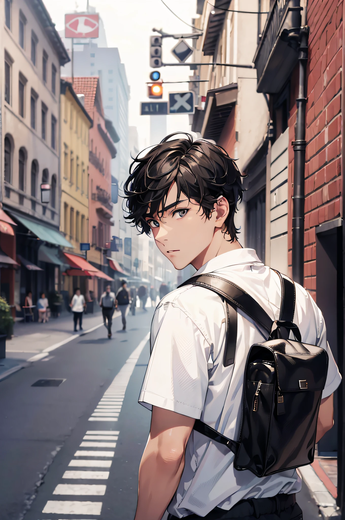 Anime boy with backpack best sale