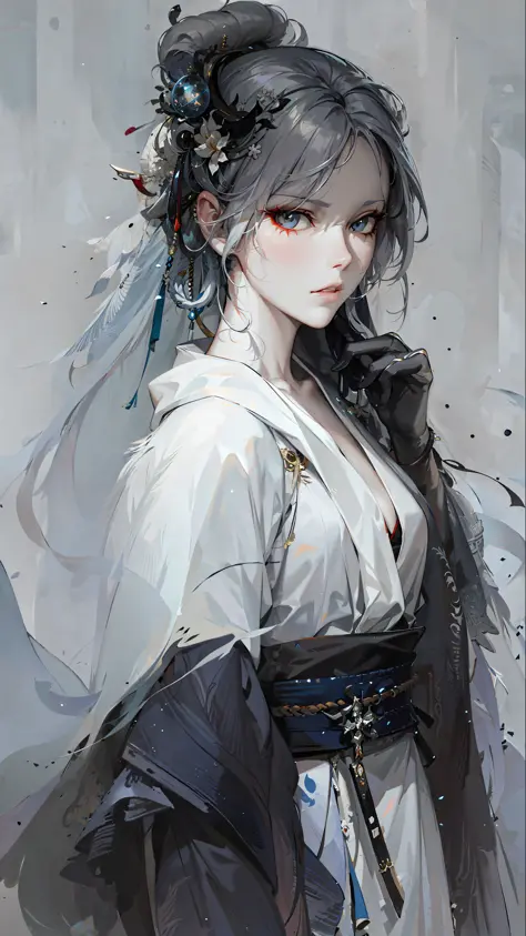 a close up of a woman with white hair and a white mask, beautiful character painting, guweiz, artwork in the style of guweiz, white haired deity, by Yang J, epic exquisite character art, stunning character art, by Fan Qi, by Wuzhun Shifan, guweiz on pixiv ...