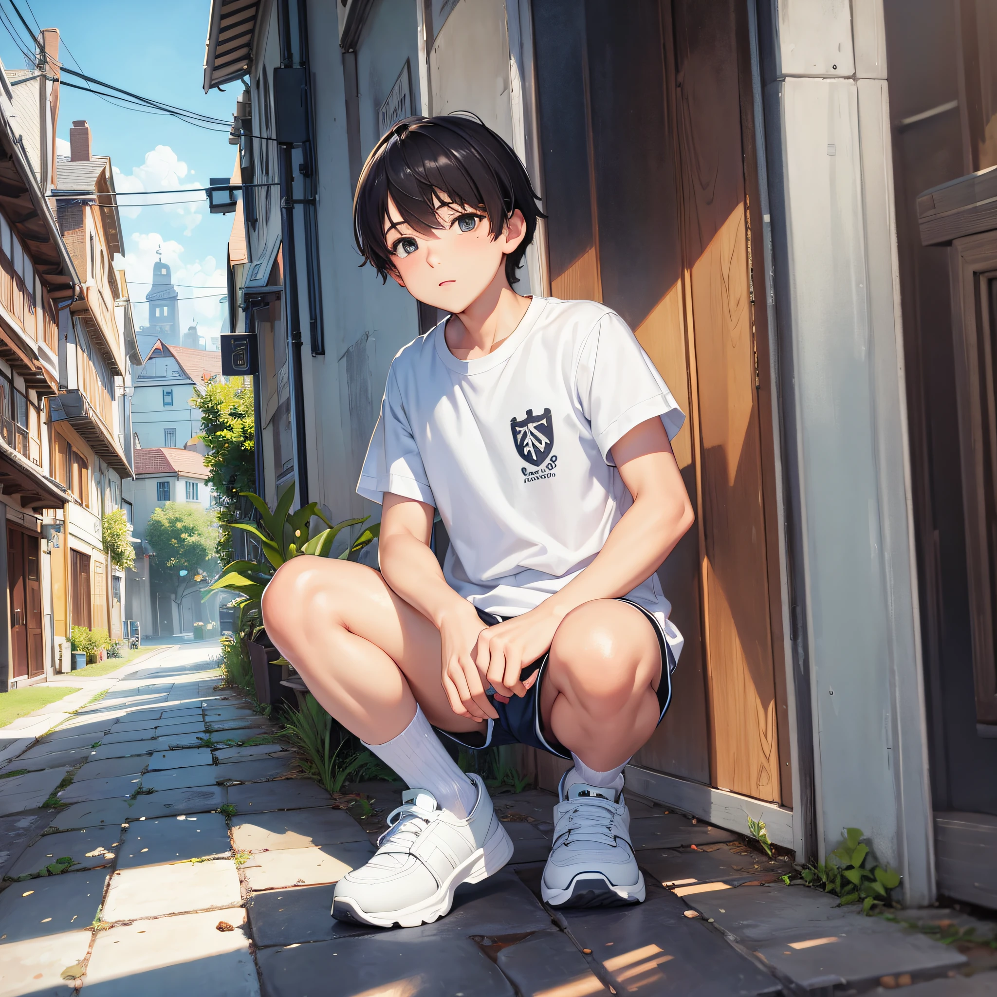 Masterpiece, Best Quality, One Boy, , Shorts, White Socks