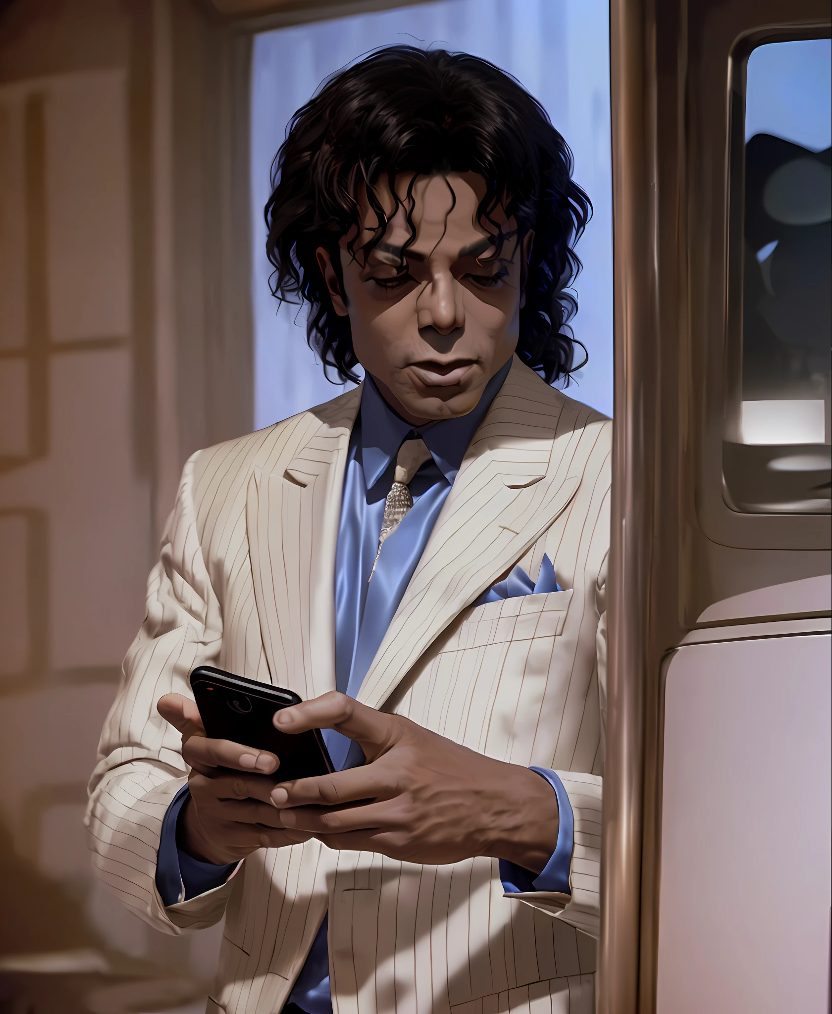 smoothcriminal Michael Jackson texting on a smartphone next to 