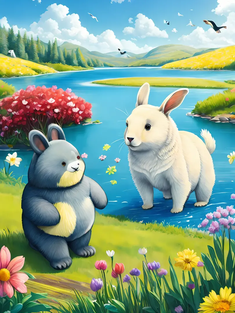 springcolors,color--ar16:9--s750-Adventures,Bear,Playful,Spring,Flower,Rabbit,Bird,Nature,Explore,Fields,Flowers,Colorful, Disco...