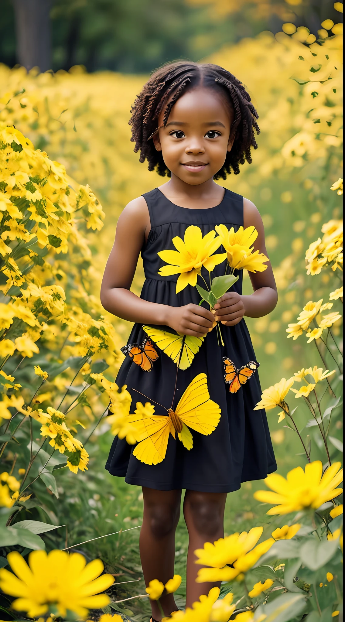 Black dress with yellow flowers best sale