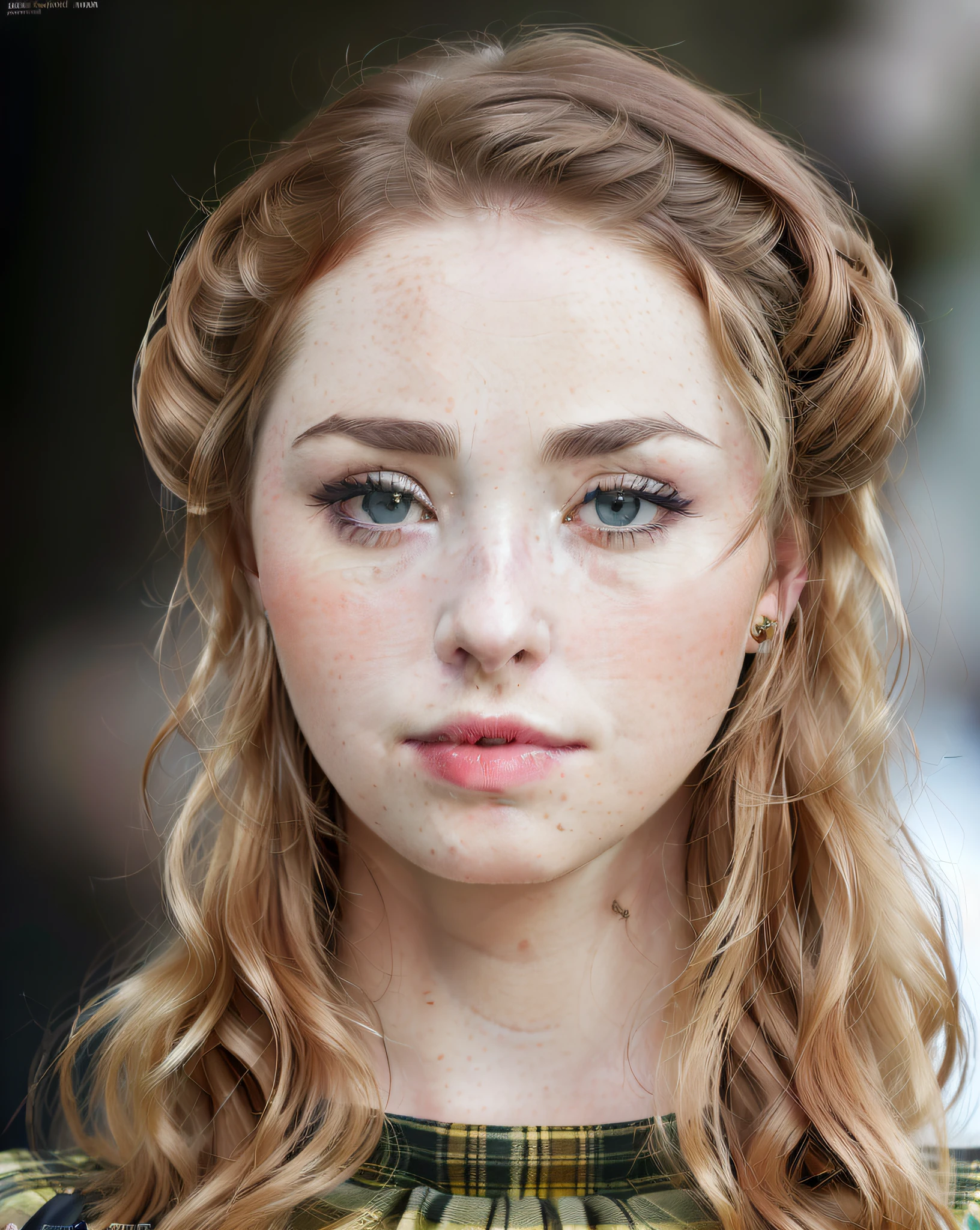 Freya Mavor, head-shot front, a beautiful Scottish woman wearing traditional clothes, (masterpiece), (portrait), (raw photo), (extremely detailed CG unit 8k wallpaper) Intricate, sharp focus, dramatic, photorealistic art