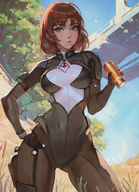 masterpiece, best quality, 1girl, skin tight plugsuit, perfect eyes, perfect face, kuvshinov, cowboy shot