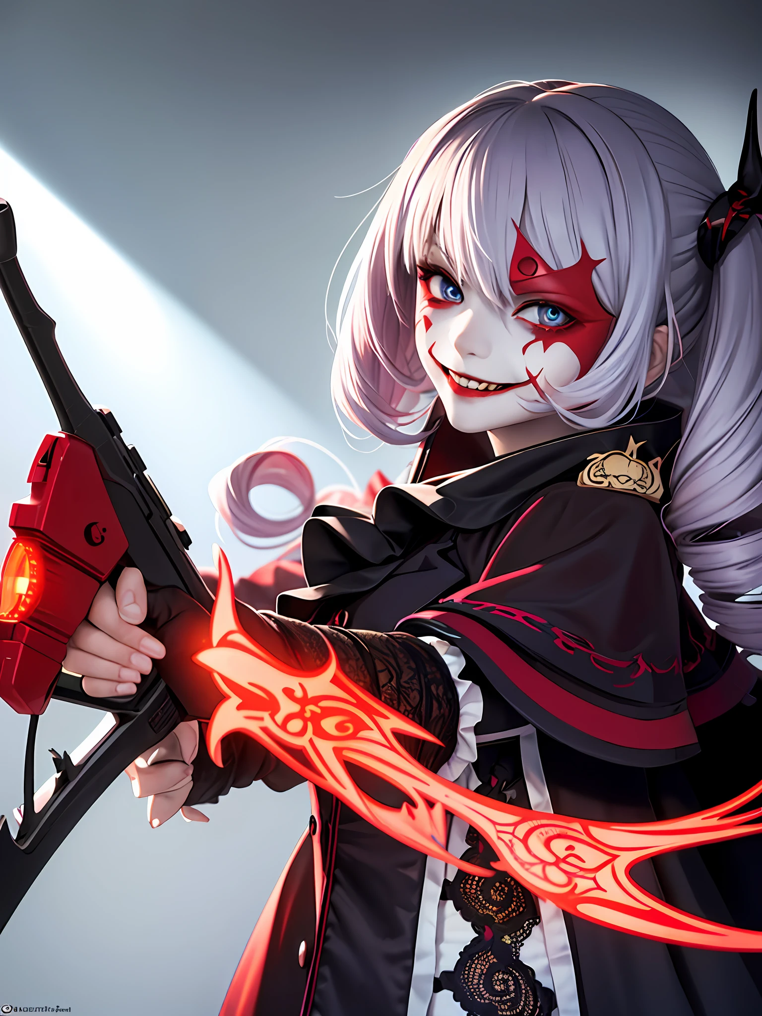 Anime girl with a gun and a red light - SeaArt AI