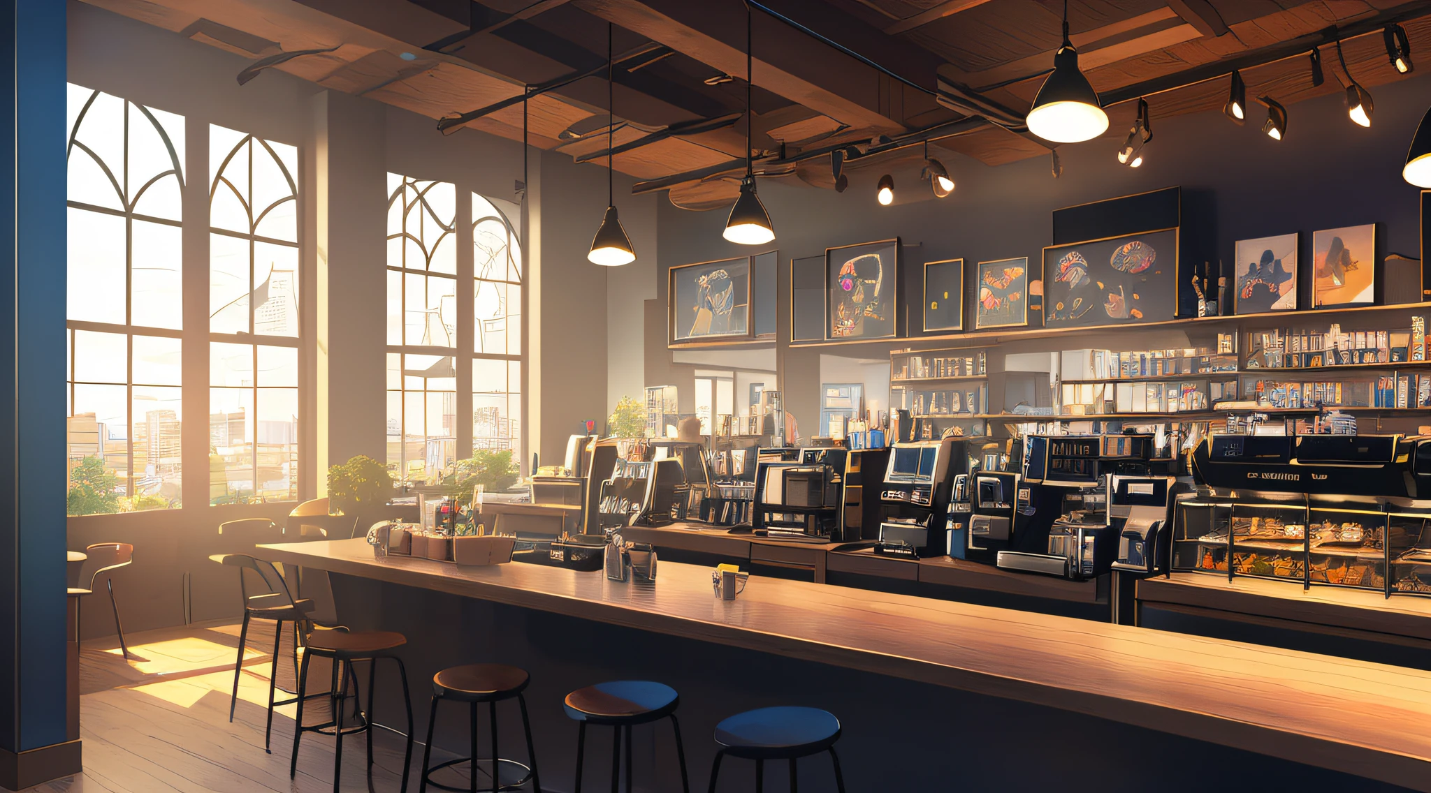 (masterpiece), (best illustration), (no humans), anime background, coffee shop, ring lighting , rim lighting,(extremely detailed CG unity 8k wallpaper),(masterpiece), (best quality), (ultra-detailed), (best illustration),(best shadow),perfect lighting , perfect anatomy , vivid colors, BgAniDusk