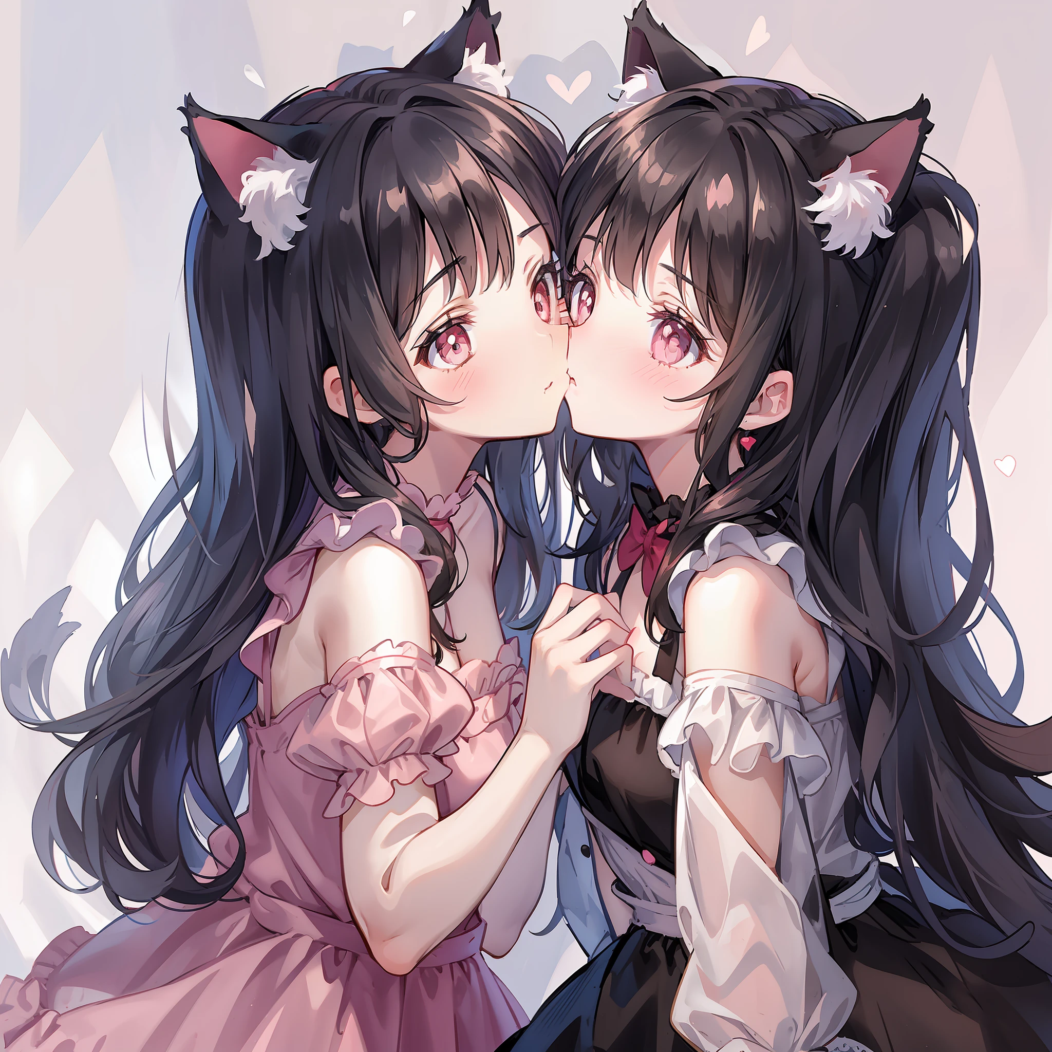 Anime image of two girls kissing each other with their ears - SeaArt AI