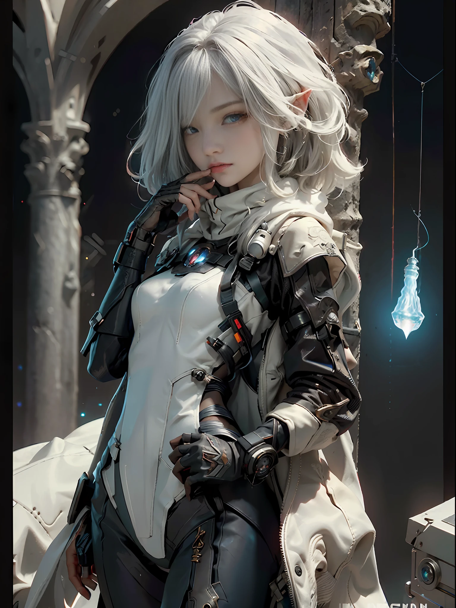 A Close Up Of A Person With A White Hair And A Coat - Seaart Ai