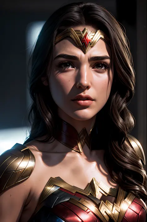 DC Comics, portrait (closeup) Old man wonder woman (Gal gadot), realistically, dynamic lights, old, full footage, (extremely det...