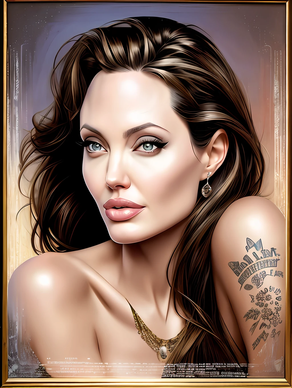 吉尔·埃尔夫格伦 (Gil Elvgren) 为安吉丽娜·朱莉 (Angelina Jolie) 绘制的极其美丽的肖像