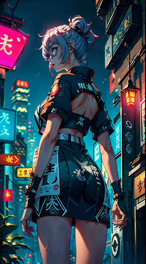 1girl, solo, girl, close up, futuristic outfit, neon samurai, very handsome cyberpunk samurai, cyberpunk samurai, ghost blade st...