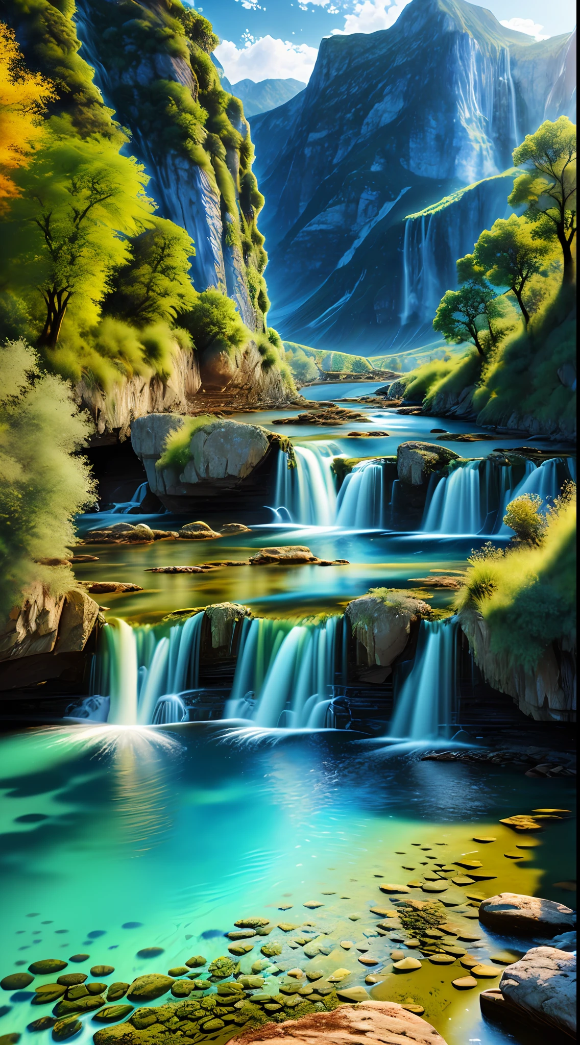 Majestic Waterfall Lush Rainforest Paradise Mobile Wallpaper. Generative AI  Stock Illustration - Illustration of exotic, generative: 274281558