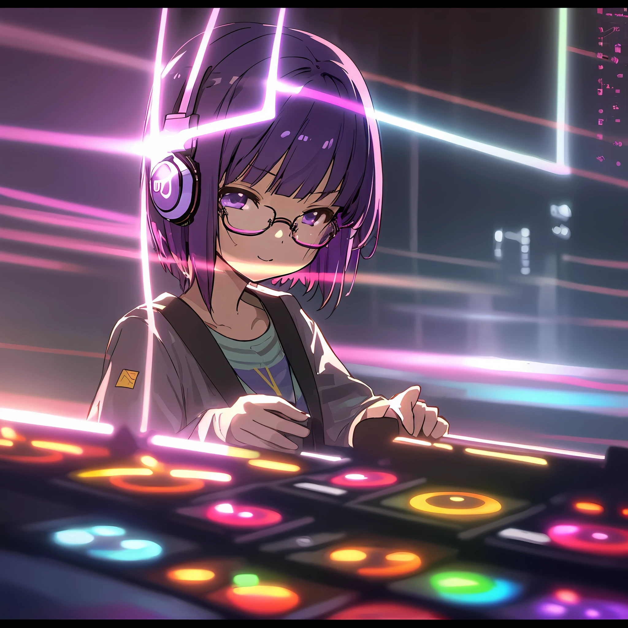 anime, deejaying girl, dj, dj girl, headphones - SeaArt AI