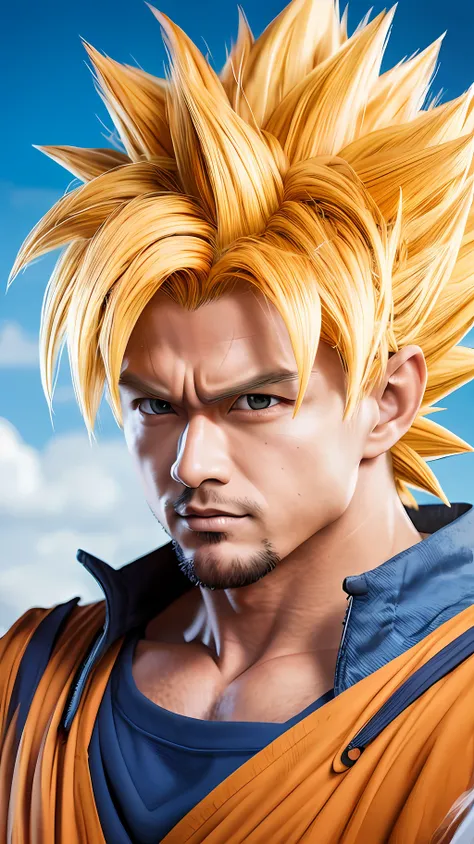 Realistic portrait of Goku with blue hair, Super Saiyan Blue, Realistic ...