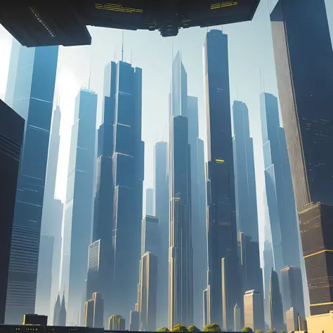 megastructure skyscrapers cyberpunk sci-fi top quality ultra high definition megacity masterpiece world metropolis