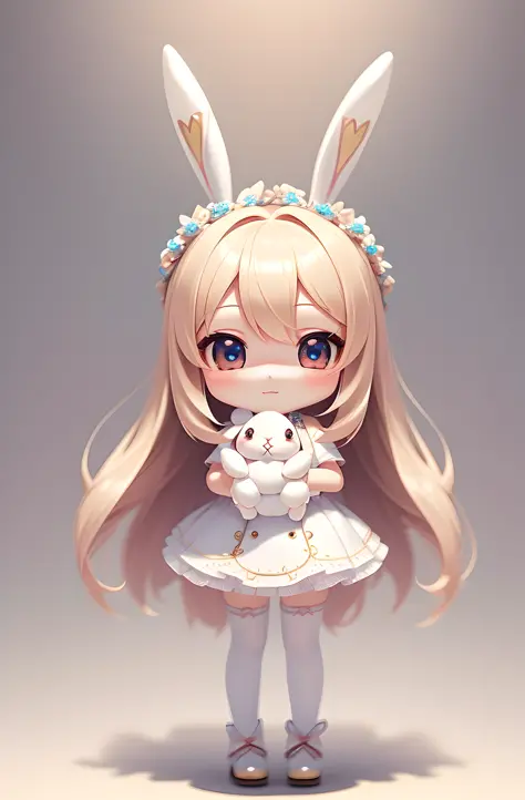 Bunny Morphing Girl, Fluffy, Soft ((Best Quality)), ((Masterpiece)), ( Extreme Detail, Supreme Detail, Official Art, Beauty and ...