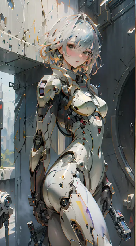 ((best quality)), (masterpiece)), (details:1.4), 3d, beautiful cyberpunk woman image,iron man, shiny metal suit,hdr,high dynamic...