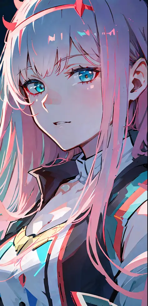 ((masterpiece, best quality)), (1girl), (solo), (female focus), zero two, (very detailed face, real image, realistic white skin,...