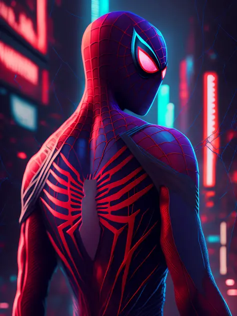 Spider-Man, cyberpunk, 8K.