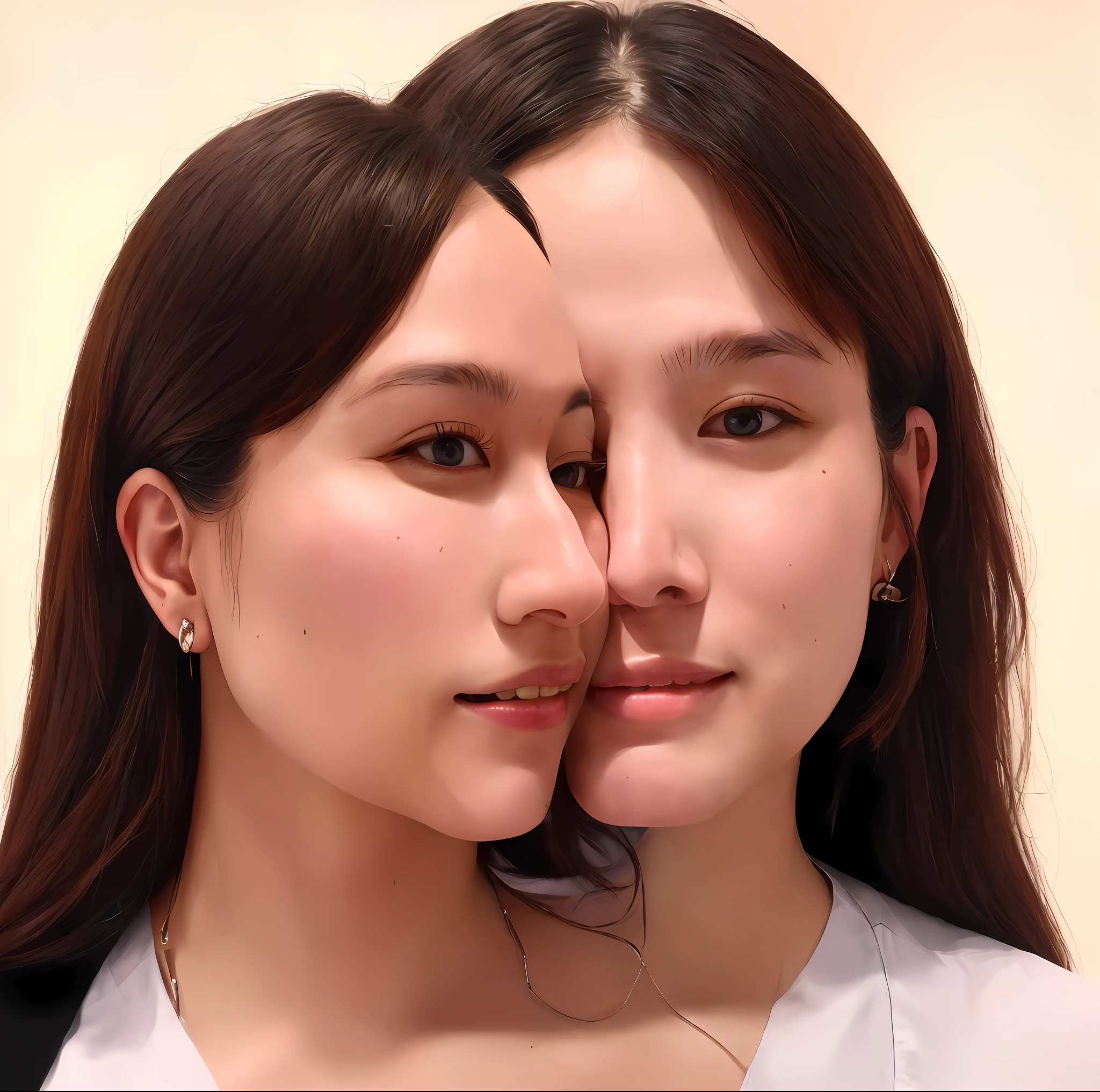 A close up of two women with their faces split in half - SeaArt AI