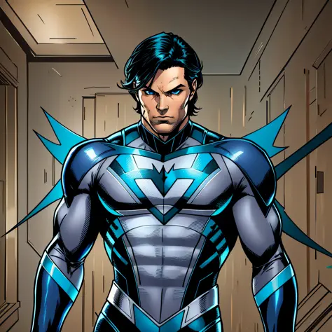 nightwing , silver color suit ,