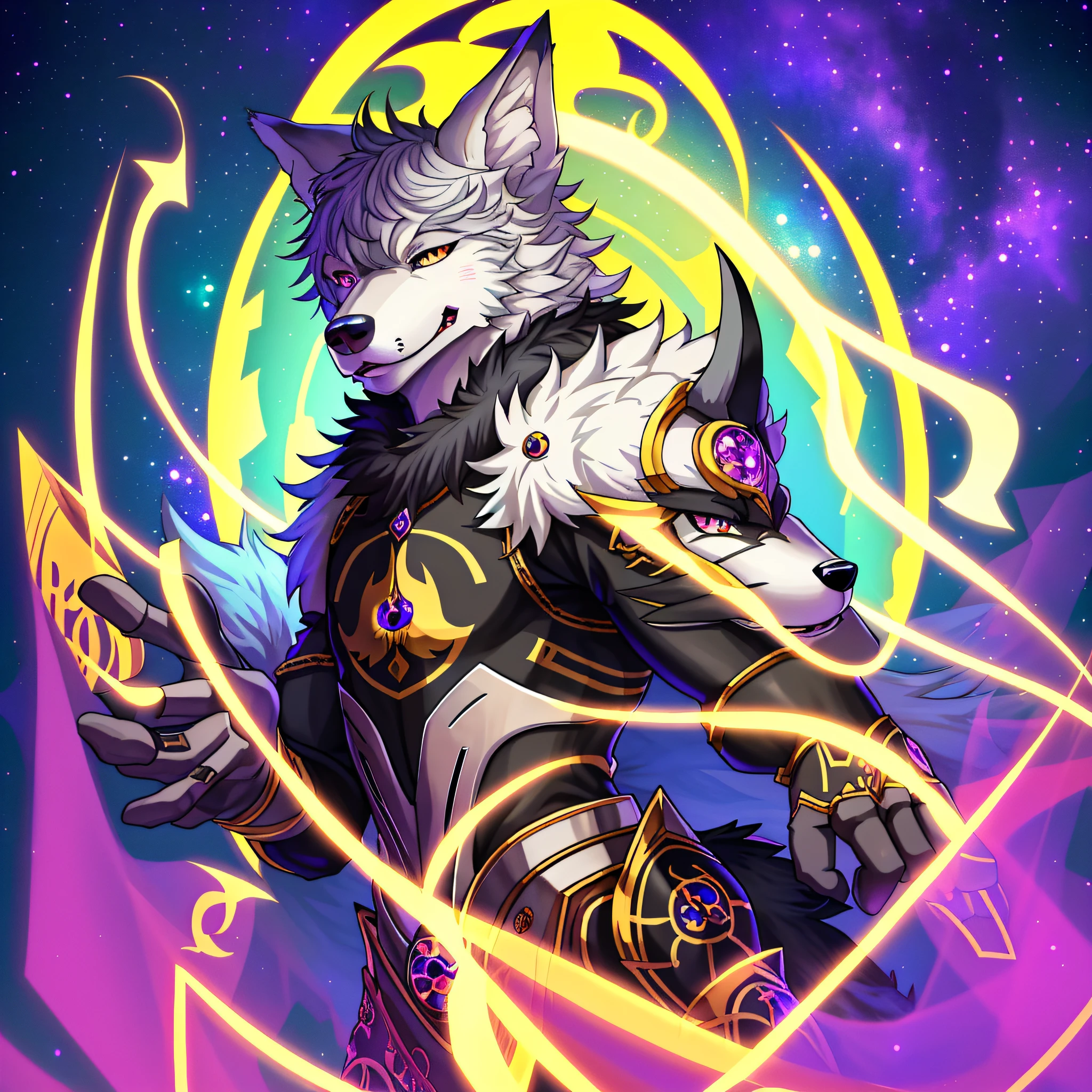 Masterpiece,  best quality, Wolf_male, detailed_fluffy_fur, uploaded_to_e621, antro, furry_male, Masterpiece, Best_quality, solo, (Antro), kemono art style, funfate