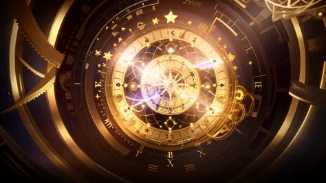 there is a circular picture of a clock with a star on it, infinite space clock background, astral clockwork, inter dimensional clockwork, clockwork, 8 k hd wallpaperjpeg artifact, 8k hd wallpaperjpeg artifact, rendered in keyshot, time vortex in the backgr...