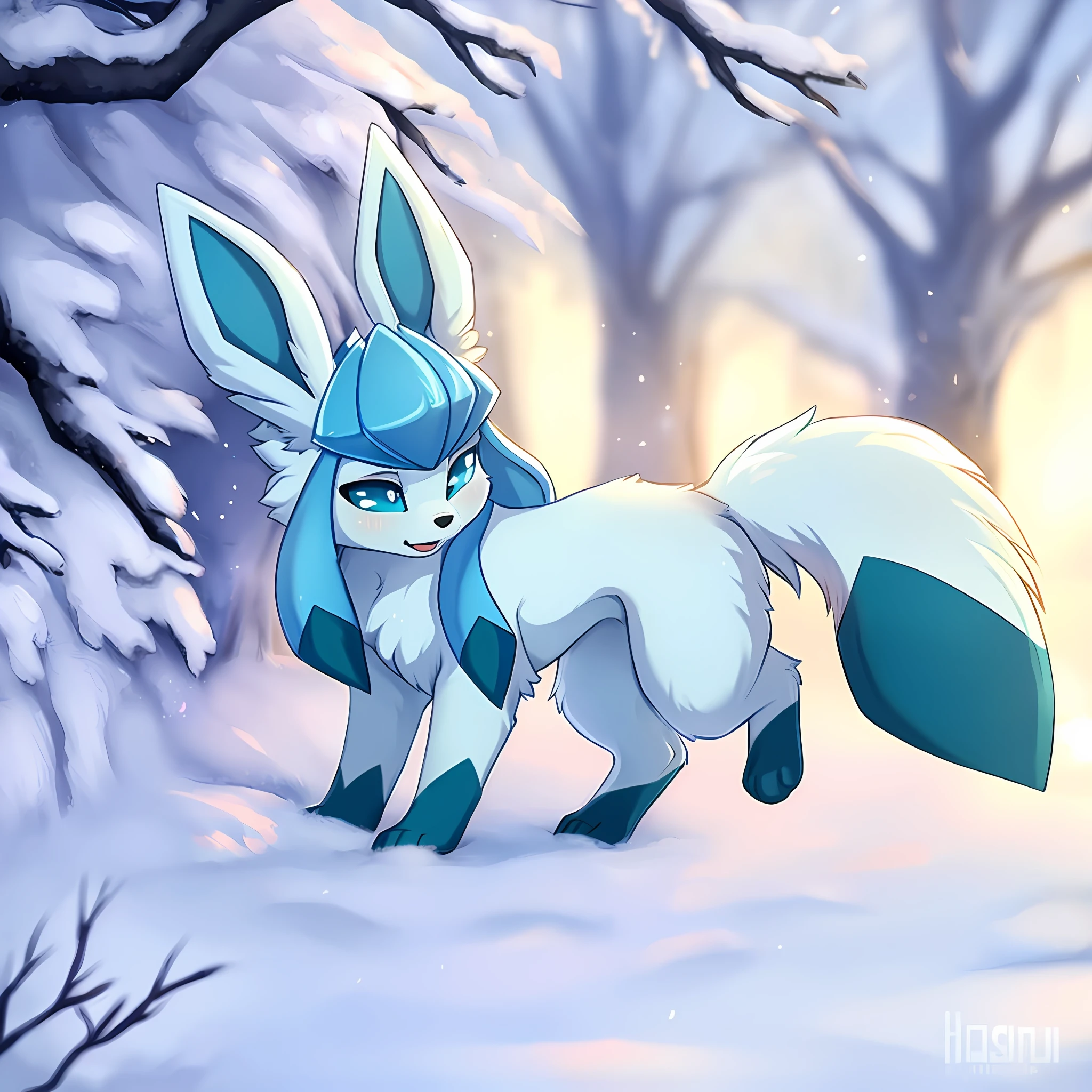 by hioshiru fluffy feral glaceon