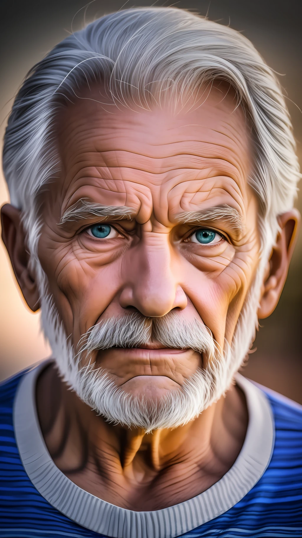 Ultra definition portrait of old man thinking about life before sunrise --auto --s2