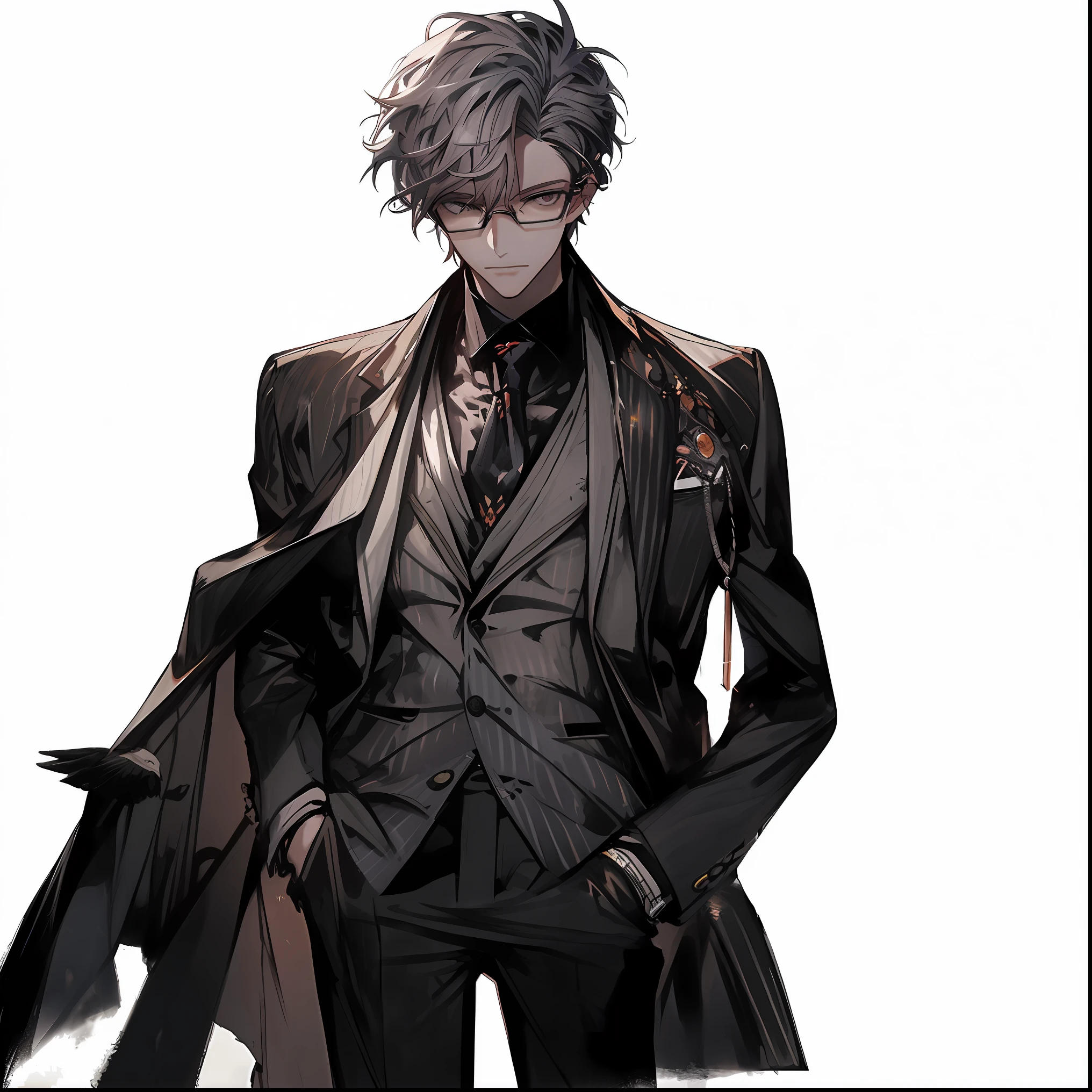 Anime character dressed in a suit and tie with a black coat - SeaArt AI