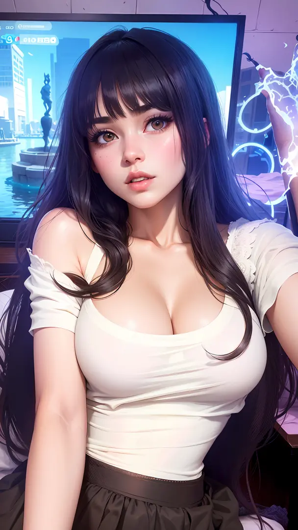 Beast quality, masterpiece (large breasts) detailed skin texture, detailed cloth texture, detailed face, super detail, 8k, intri...