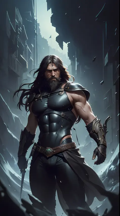 photo of the most beautiful artwork in the world featuring a soft and lustrous male hero, ((epic heroic fantasy, muscular men, s...